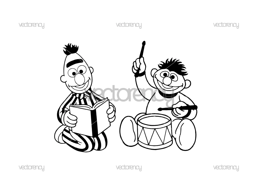 Bert And Ernie Outline SVG EPS PNG