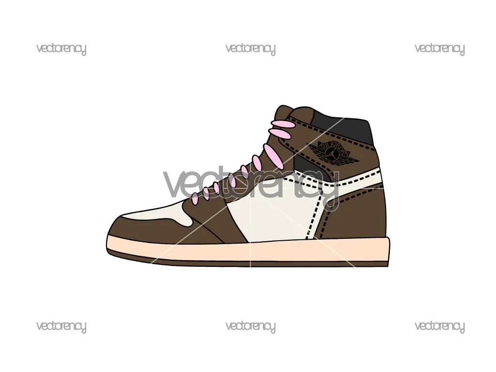 Shoes Sneaker Jordan 1 Travis Scott Jordan Vector Illustration