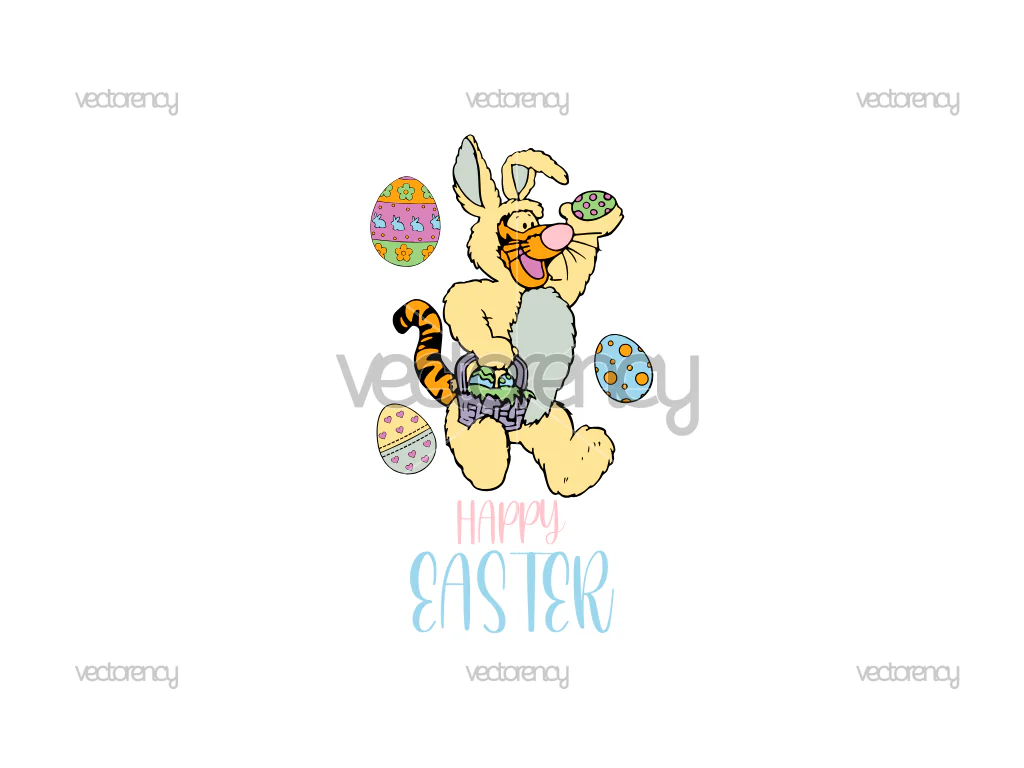 Happy Easter SVG Easter Tigger Easter Egg Easter Bunny Ear Vector