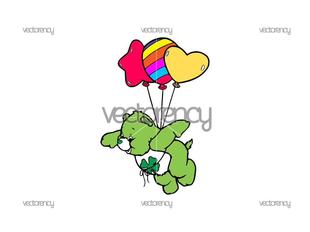 Good Luck Bear Flying Care Bear Vector Illustration Image SVG