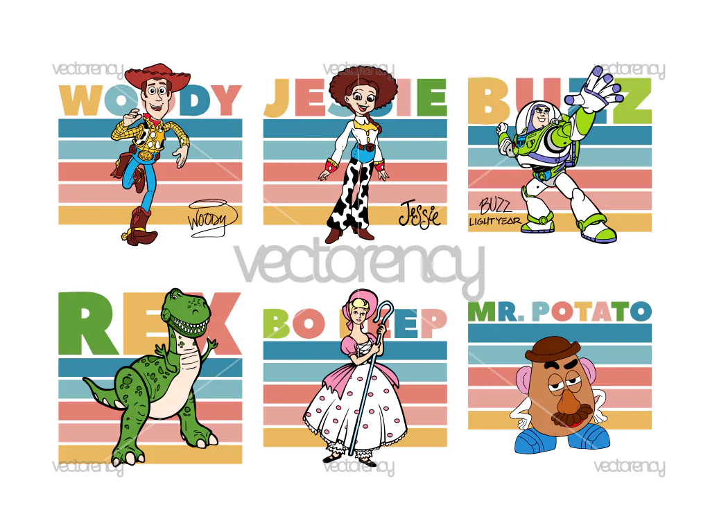 Bundle Retro Toy Story Vacation Cowboy And Friends SVG