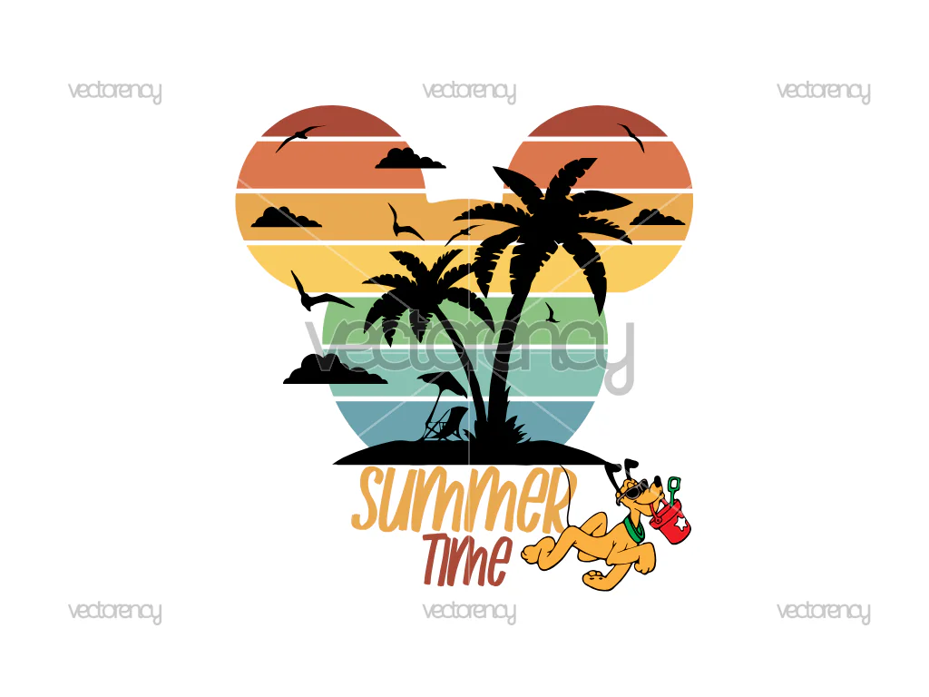 Pluto Summer Time SVG Family Vacation Mouse Head PNG