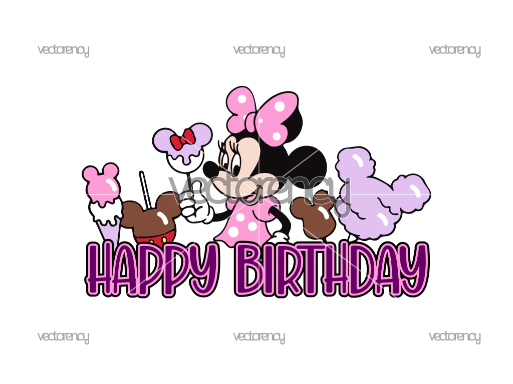 Minnie Mouse Ice Cream Cake Topper SVG PNG File Printable Birthday Disney