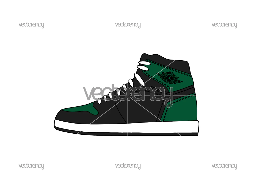 Sneaker Jordan 1 Retro High OG Pine Green Vector Image PNG