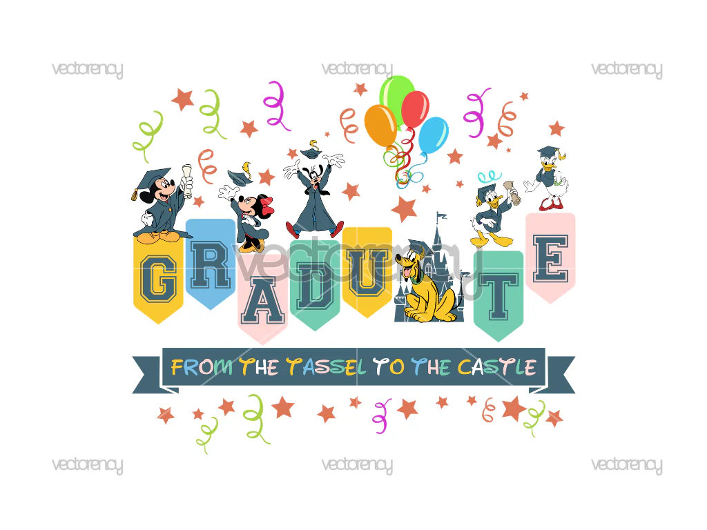 Graduate From Tassel To Castle Mickey And Friends Party PNG