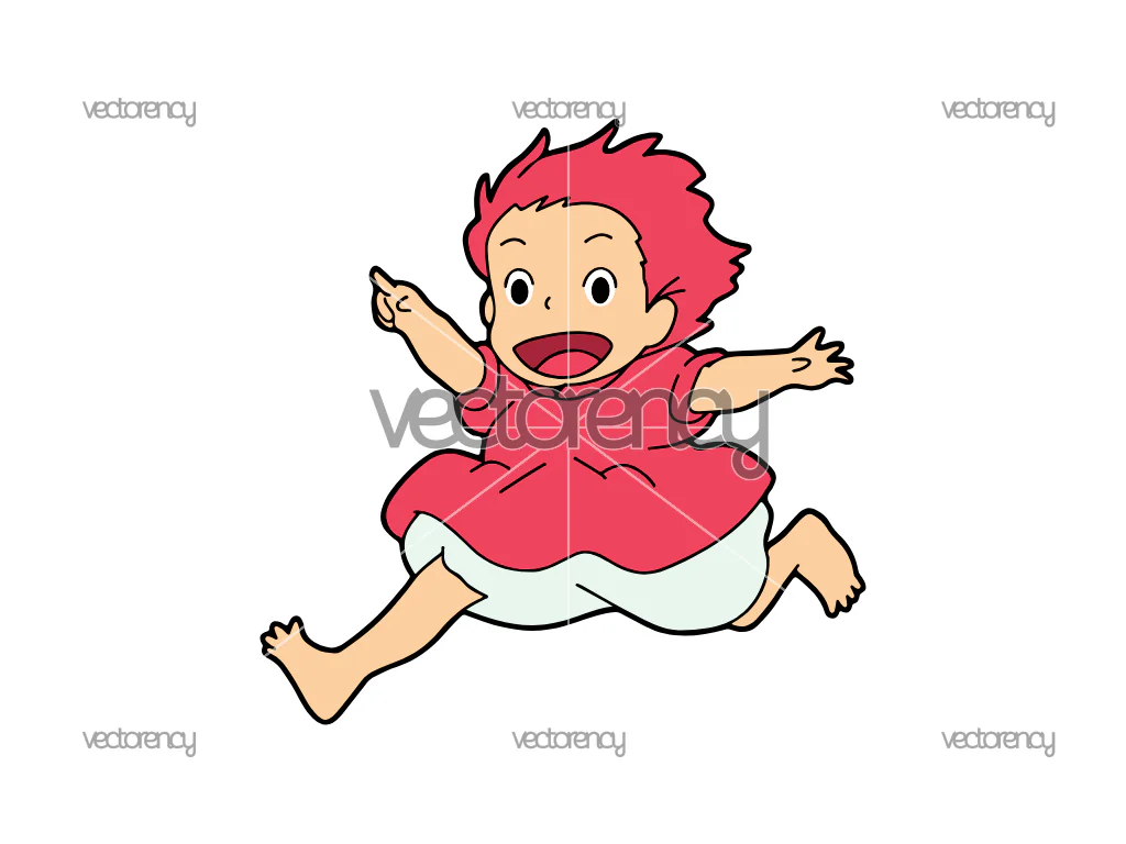 Ponyo Running Ghibli Studio SVG Vector