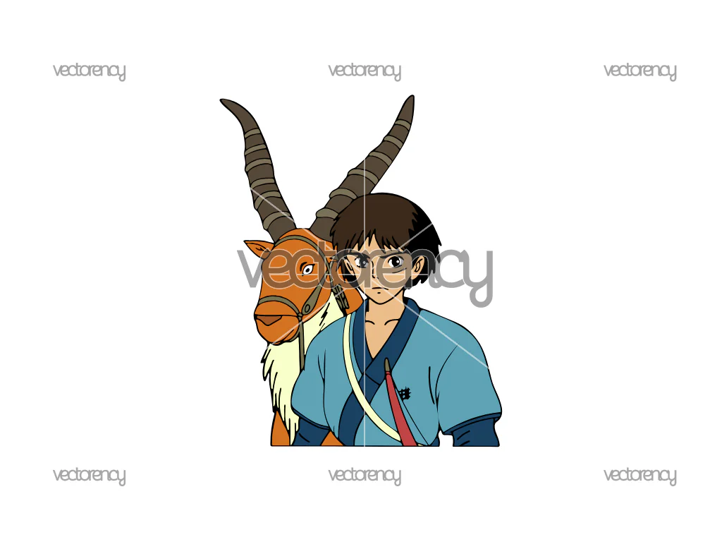 Ashitaka and Yakul Princess Mononoke PNG Vector