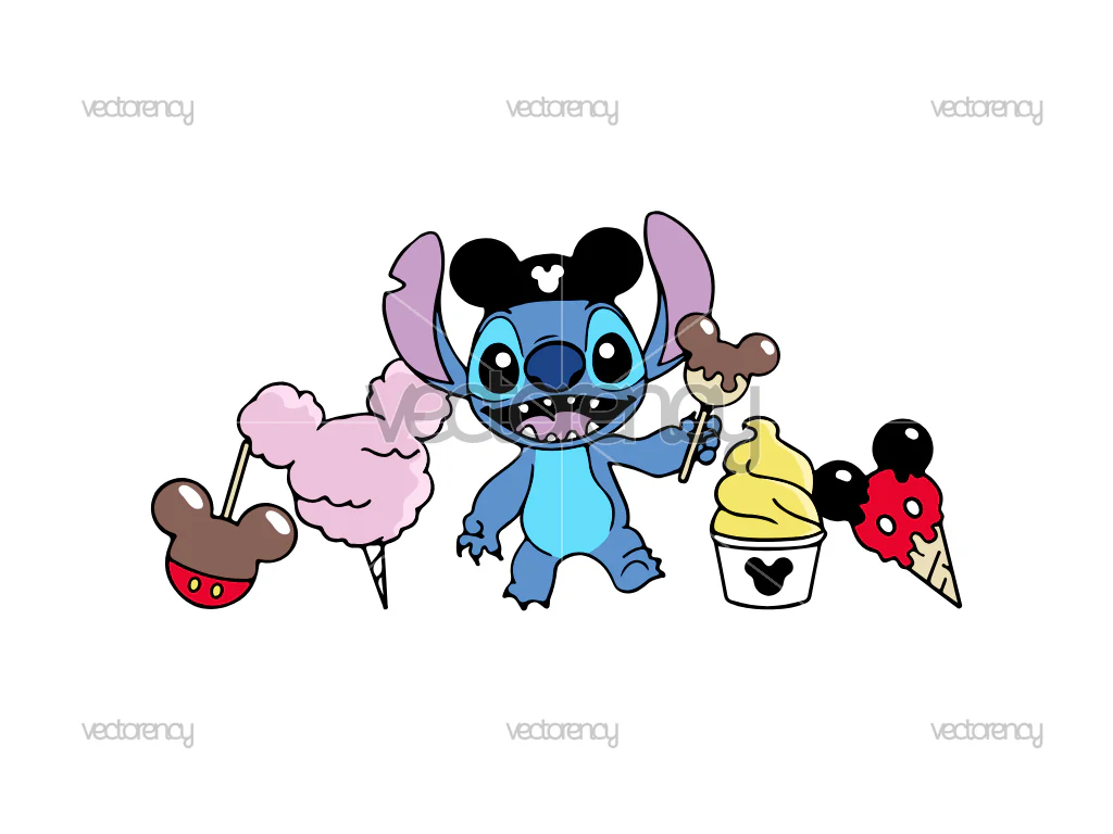 Stitch Disneyland Snacks Mickey Mouse Ears Image SVG PNG DXF EPS