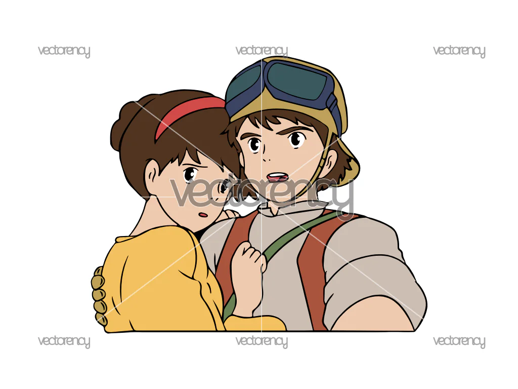 Sheeta Pazu Ghibli Castle in the Sky Vector