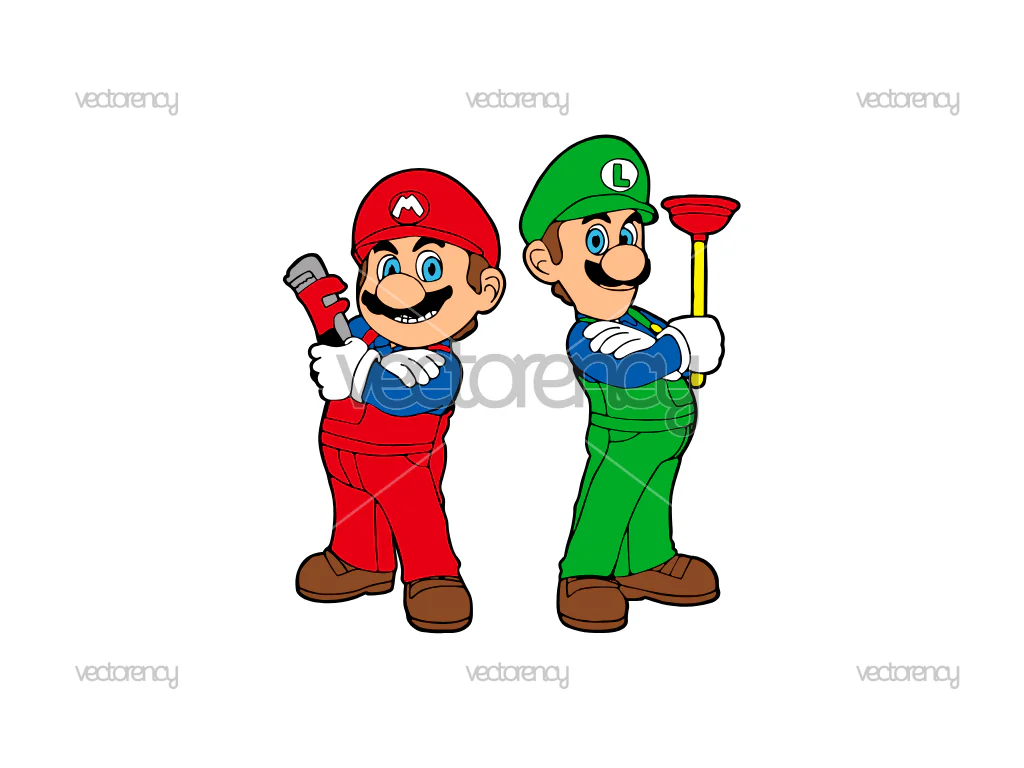 Mario and Luigi SVG The Mario Brothers Vector PNG