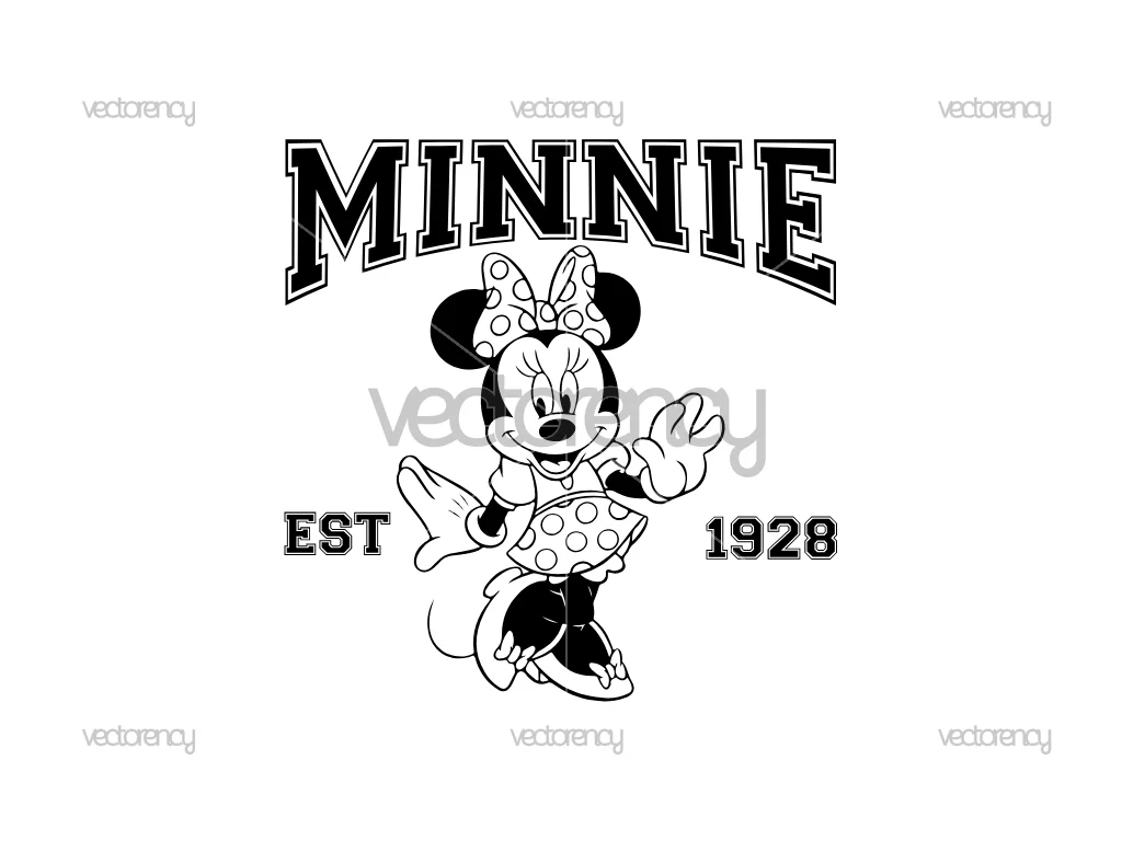 Minnie Mouse Est 1928 Outline SVG Family Trip