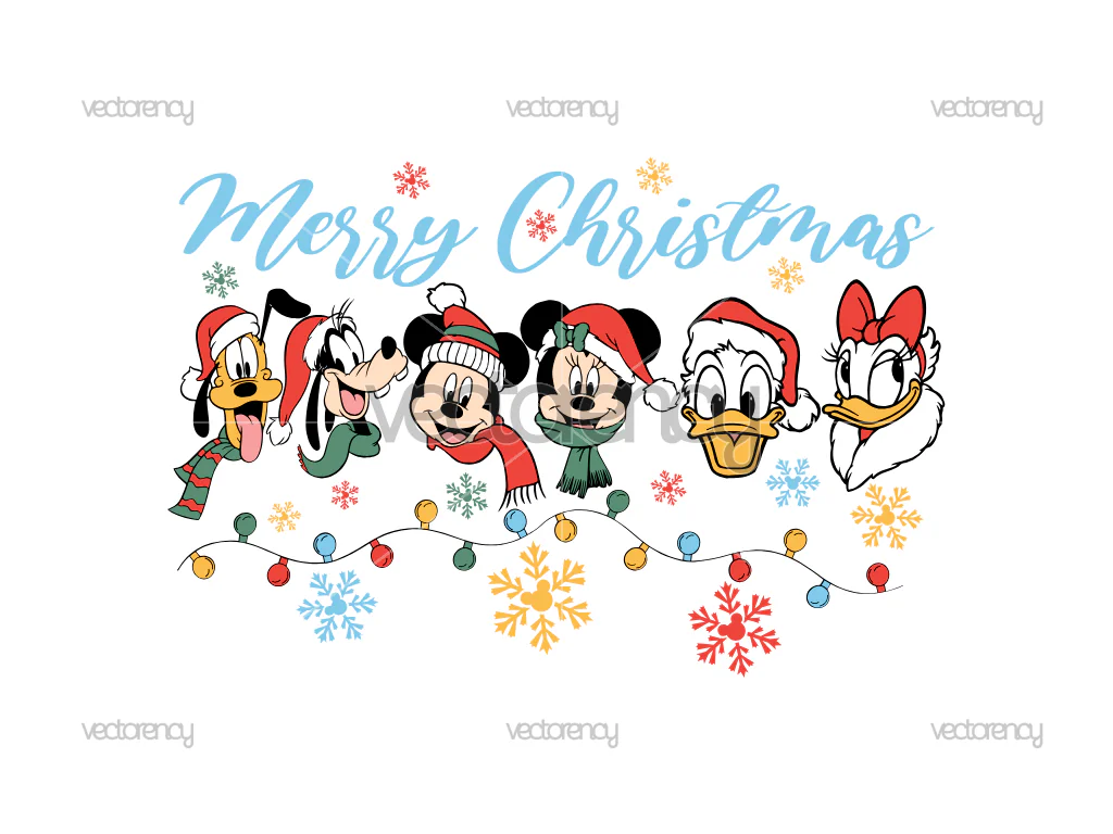 Christmas Squad Disney Character Face Christmas Family Vacation SVG PNG Vector