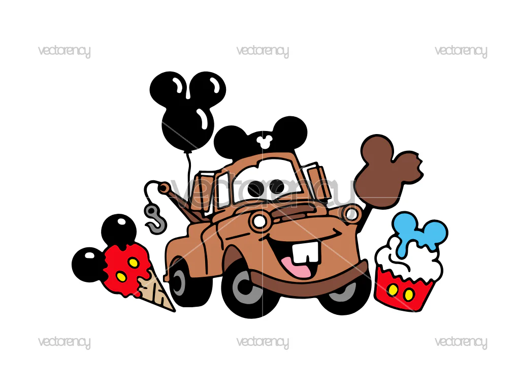 Cars SVG Tow Mater Disneyland Snacks Clipart Image