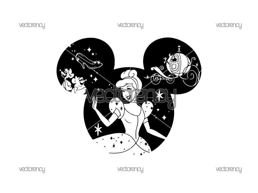 Cinderella SVG Princess Ears Silhouette Outline