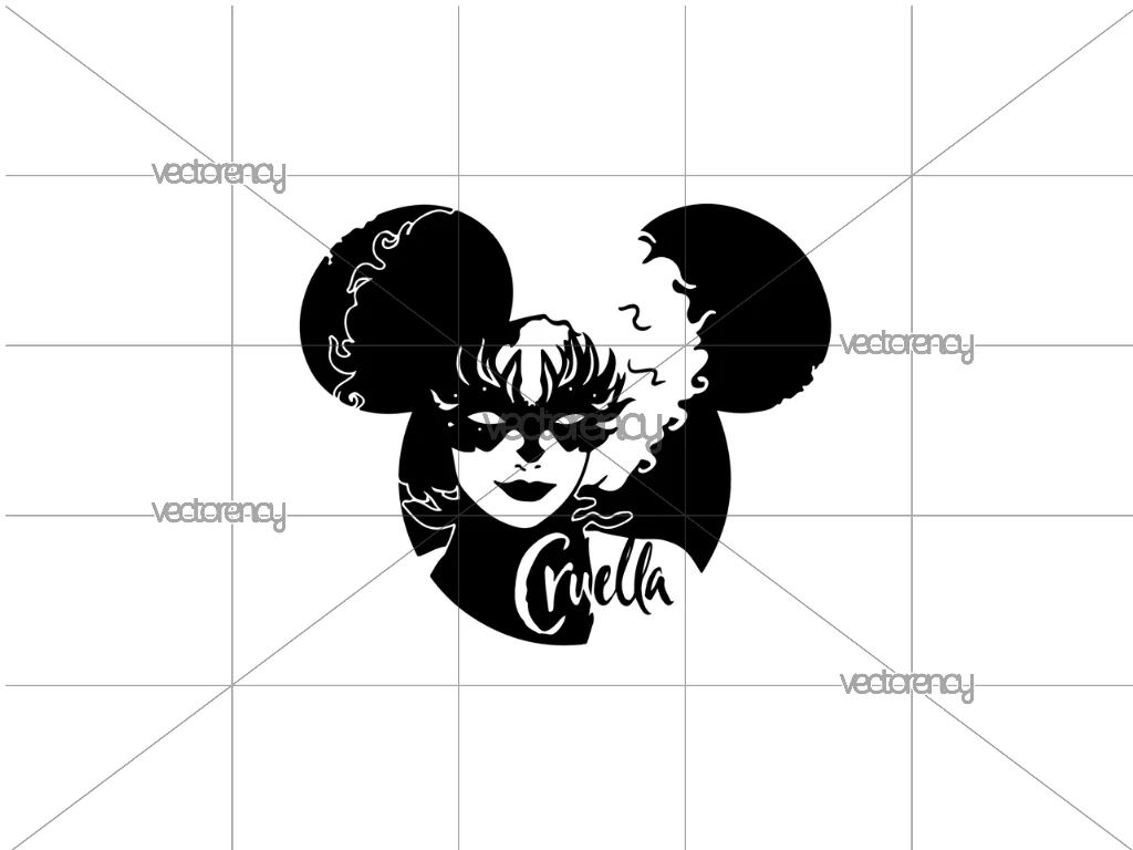 Cruella Mouse Ears SVG Cut Files PNG