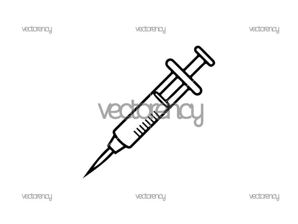 Syringe Outline Hypodermic Needle SVG PNG