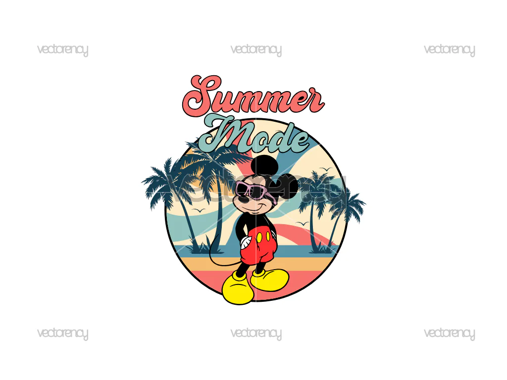 Mickey Mouse Retro Summer Mode Summer Trip Vacay Mode Magical Kingdom PNG Vector