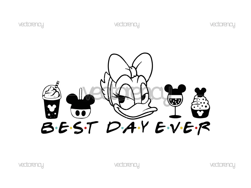 Best Day Ever Drinks And Foods Daisy Duck SVG