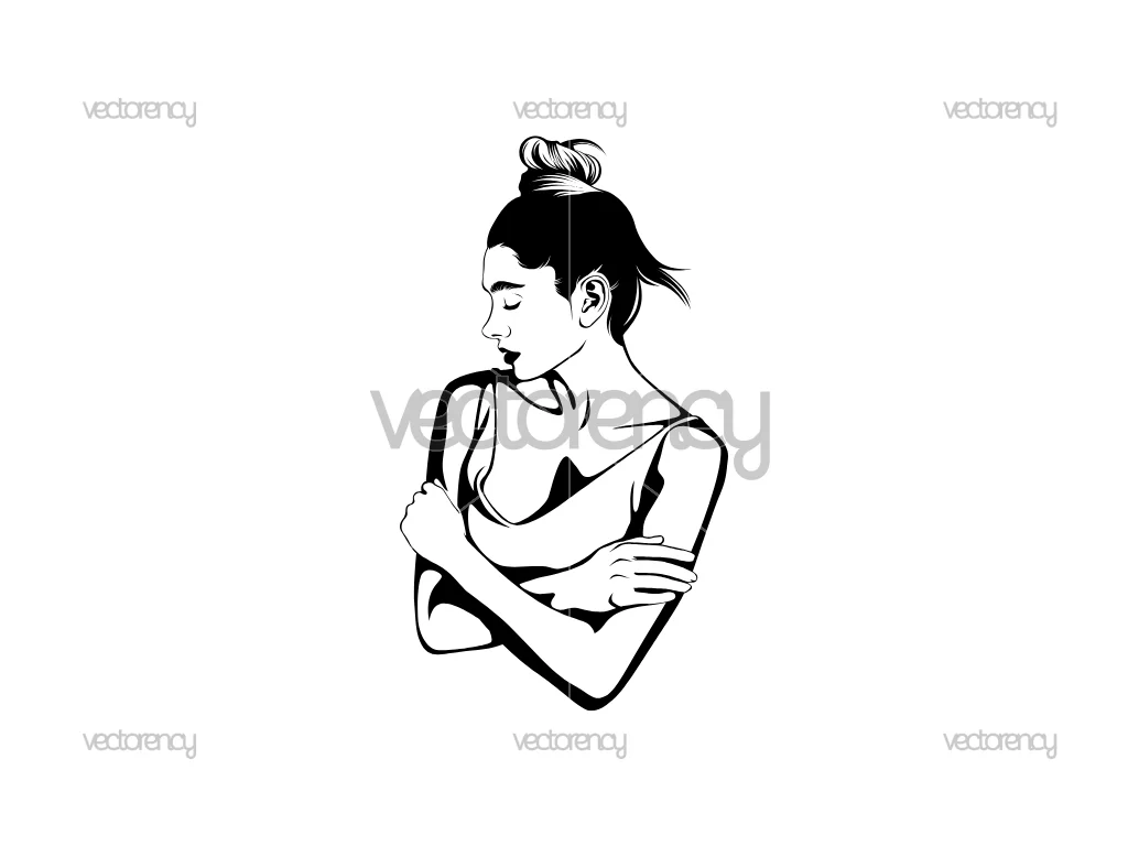 Women With Hair Bun Vector SVG