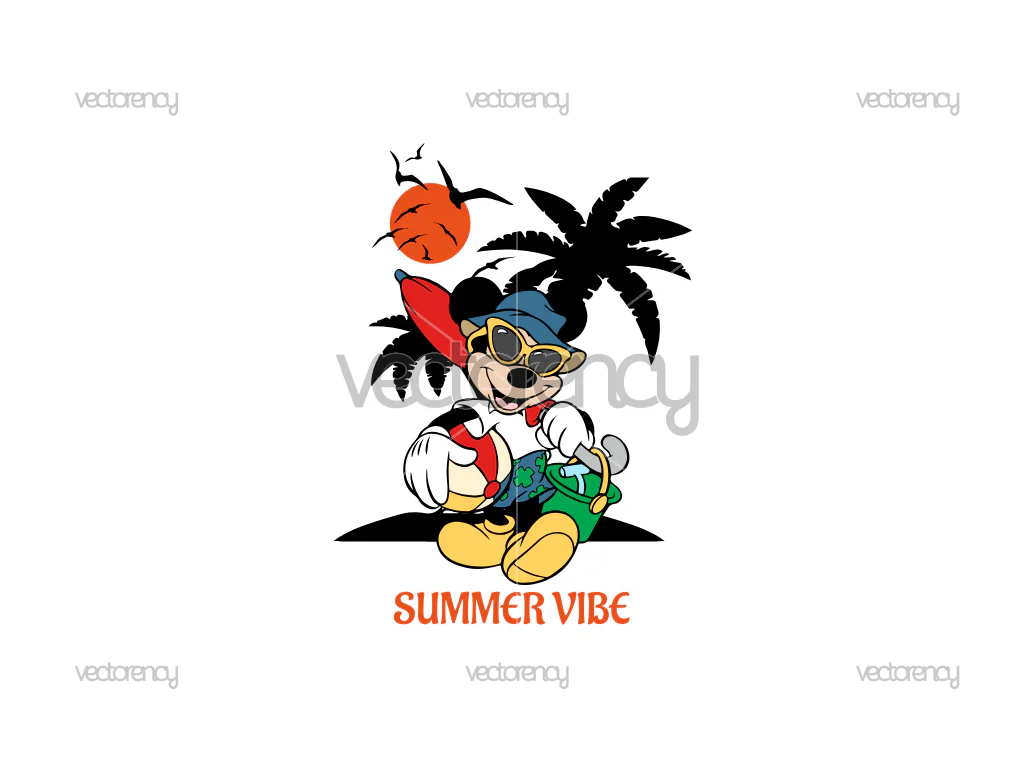 Mickey Mouse Summer Vibe SVG Vector