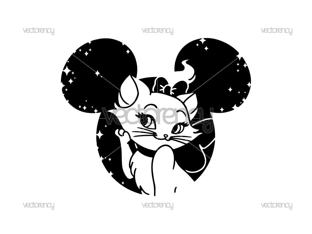Aristocats SVG Clipart Marie Cat Outline Silhouette