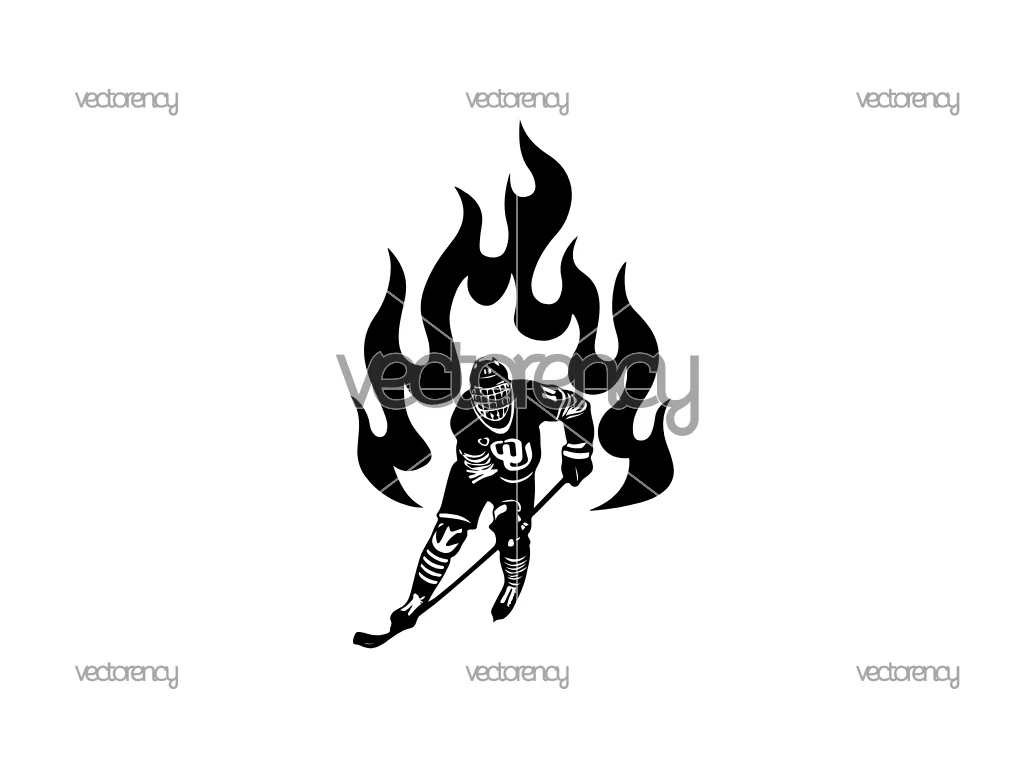 Hockey SVG Hockey Player On Fire