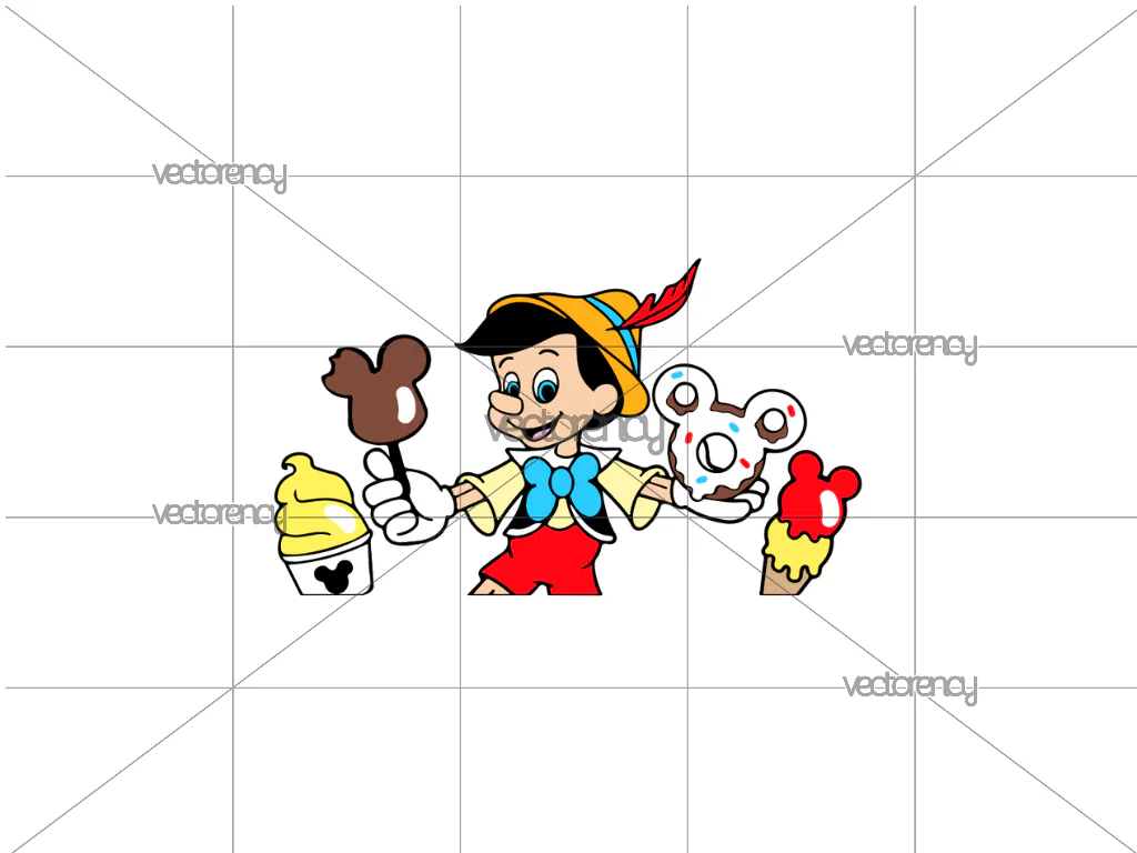 Cake Topper Template Snack Pinocchio PNG SVG EPS