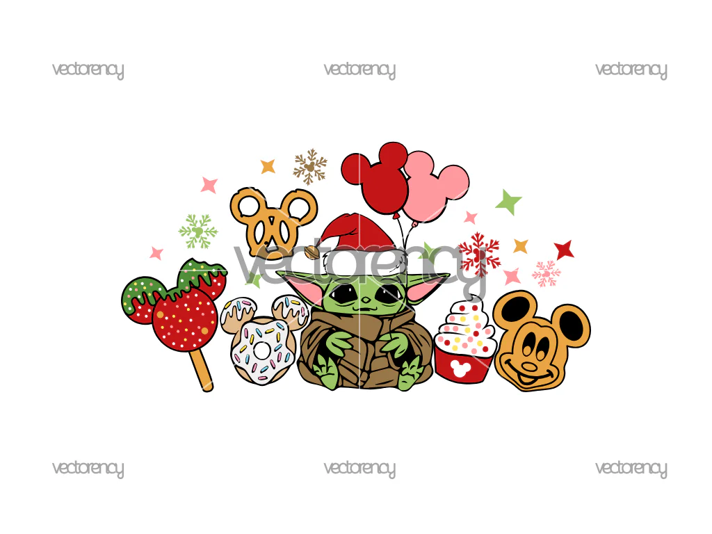 Baby Yoda Mouse Balloon Christmas Carnival Food Vector Image PNG SVG