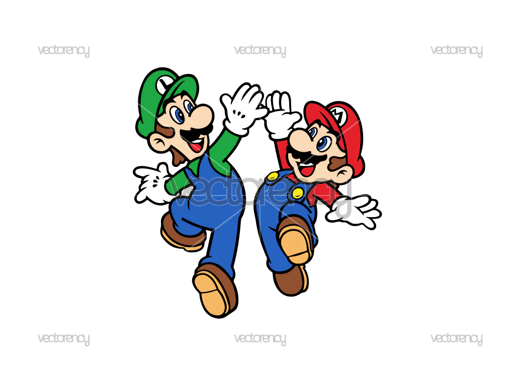 Mario Luigi High Five Vector SVG