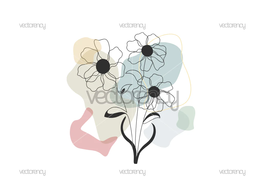 White Flower Abstract Minimalist in Line Art SVG