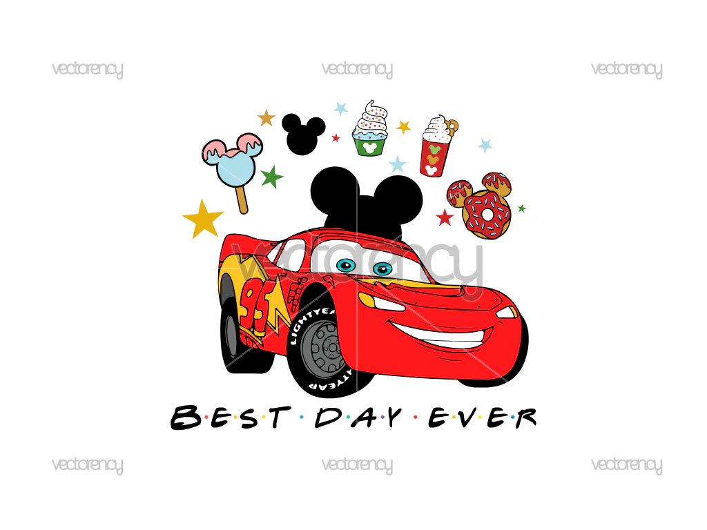 Cars McQueen Best Day Ever PNG Mouse Snacks PNG Family Vacation