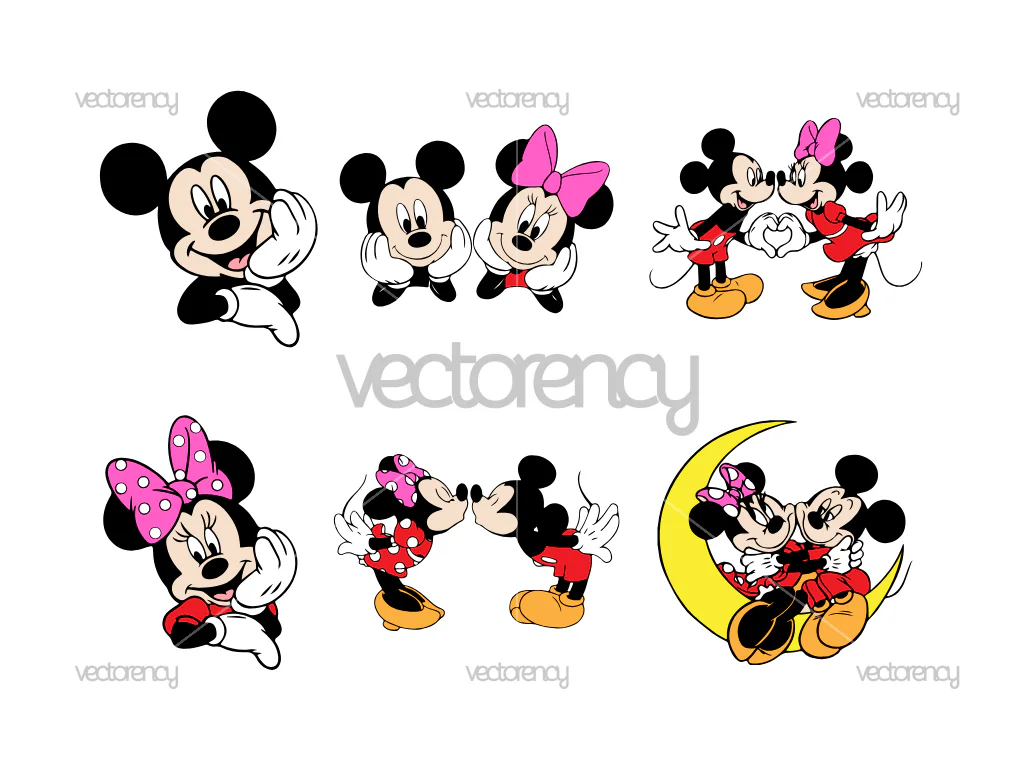Mickey and Minnie Mouse Cartoon SVG Bundle