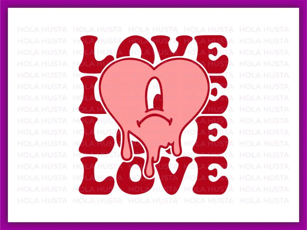 Bad Bunny Love Heart Drip Valentine Theme Vector SVG