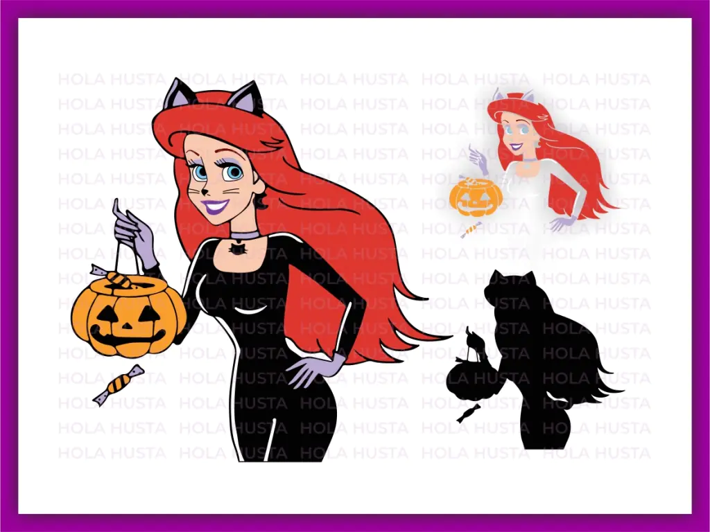 Ariel Halloween Princess SVG Pumpkin PNG Image Vector