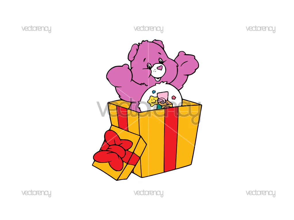 Surprise Bear in the Gift Box SVG Vector