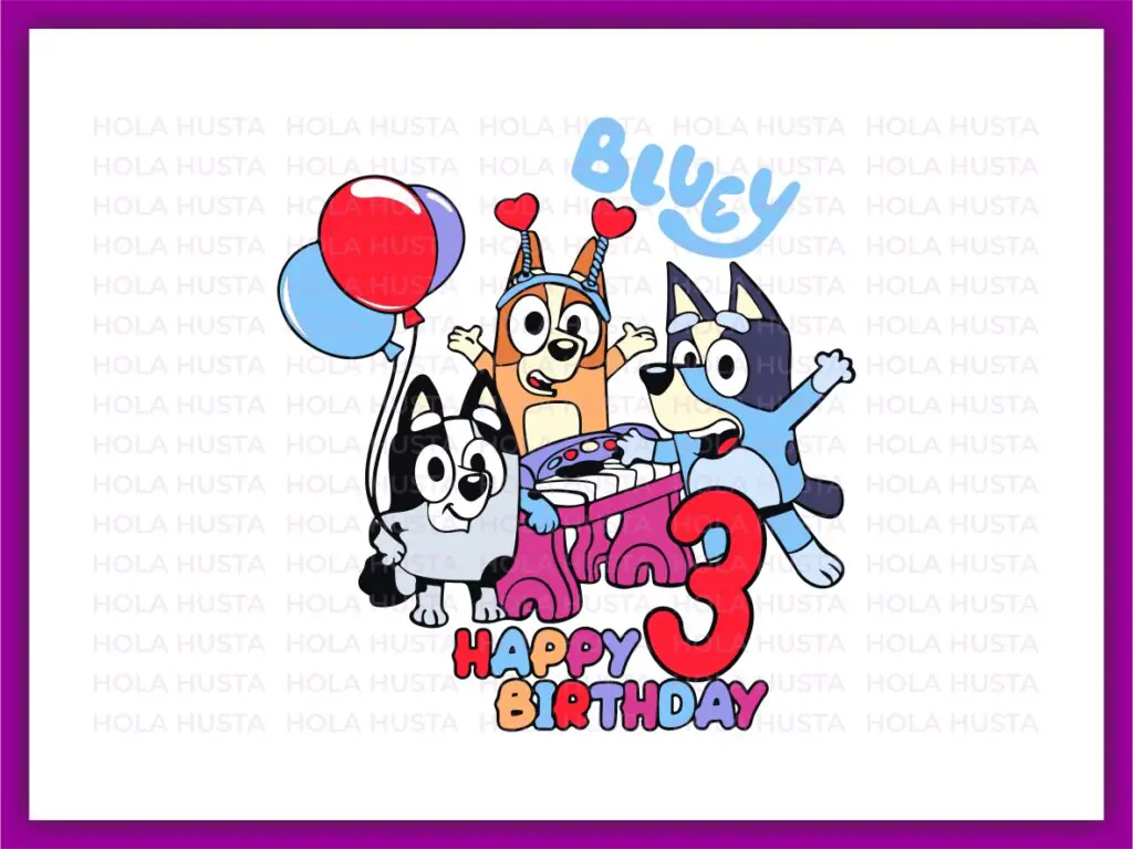 3rd Birthday Bluey Cake Topper, Shirt Design, PNG, EPS, Bluey Vector