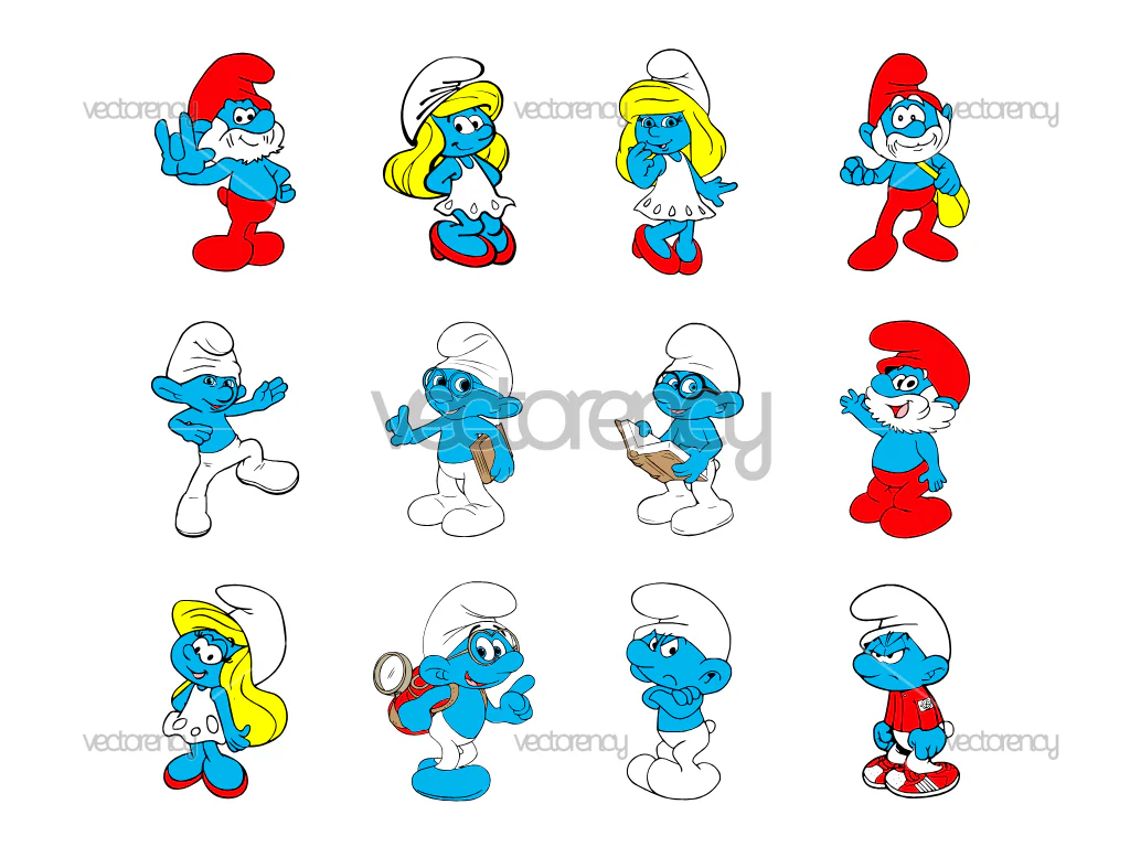 The Smurfs Cartoon Bundle Vector SVG