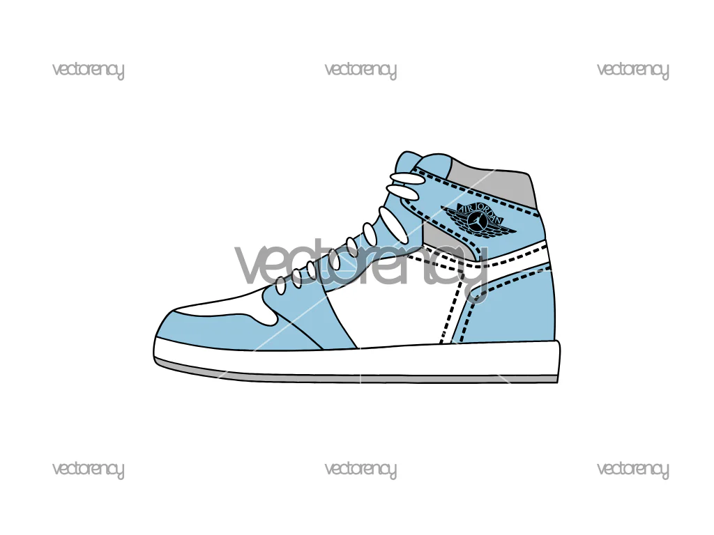 Sneaker Jordan 1 Retro High OG Hyper Royal SVG Vector Shoes