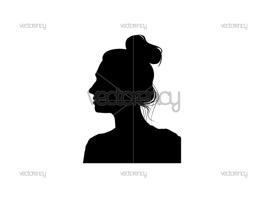 Hair Bun Women Silhouette Design