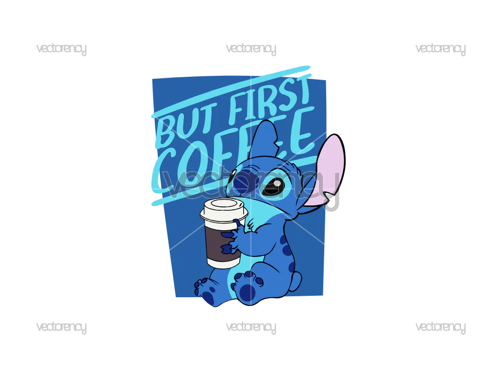 Stitch and Coffee Vector SVG PNG