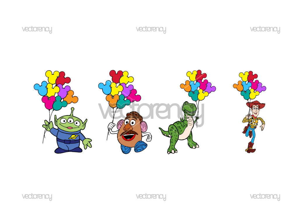Bundle Family Vacation Cowboy With Balloon Toy Story SVG