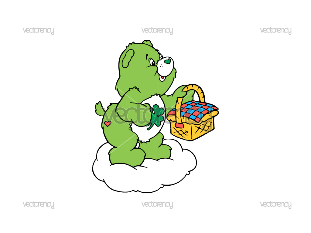 Good Luck Bear Holds a Basket SVG