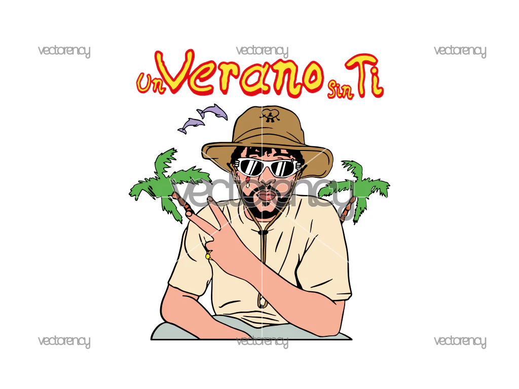 Bunny Verano Sin Ti Bad Bunny Rapper SVG Vector