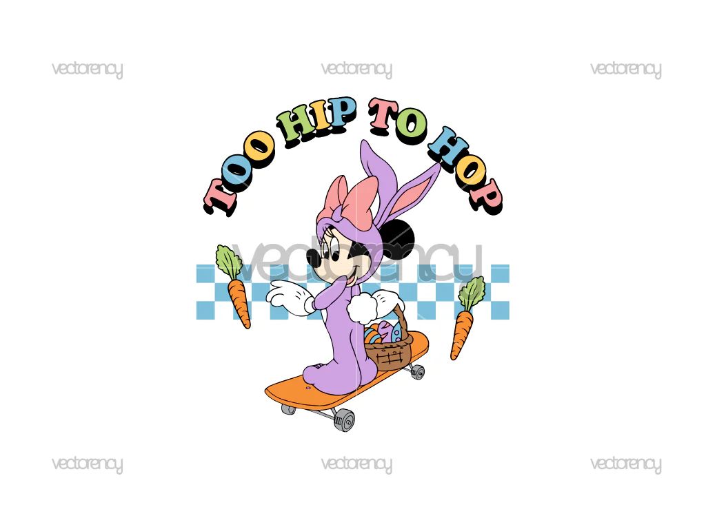 Minnie Mouse Too Hip To Hop SVG Happy Easter Vector
