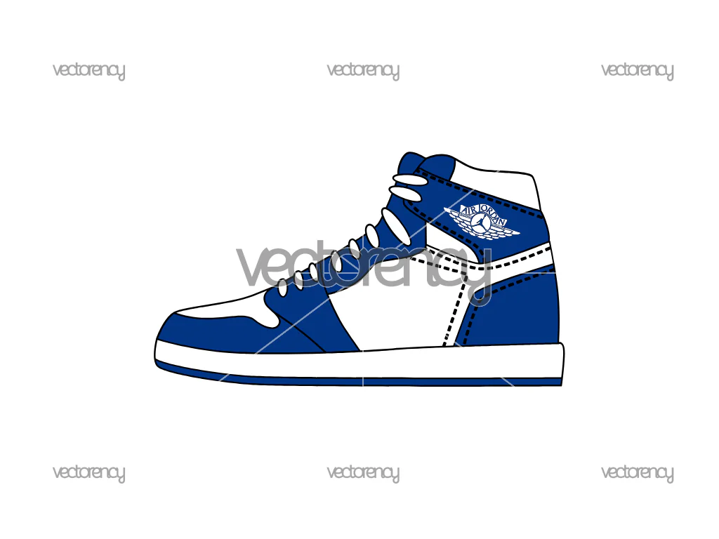 Sneaker Jordan 1 mid Kentucky Blue Vector Illustration