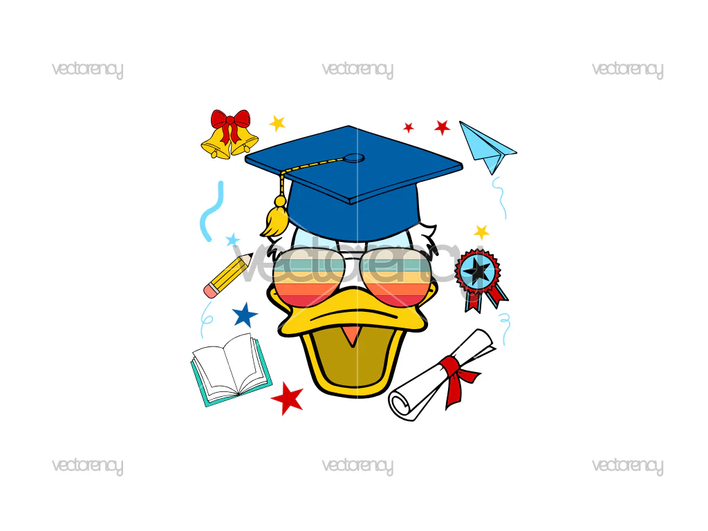 Donald Duck Graduation Vector SVG