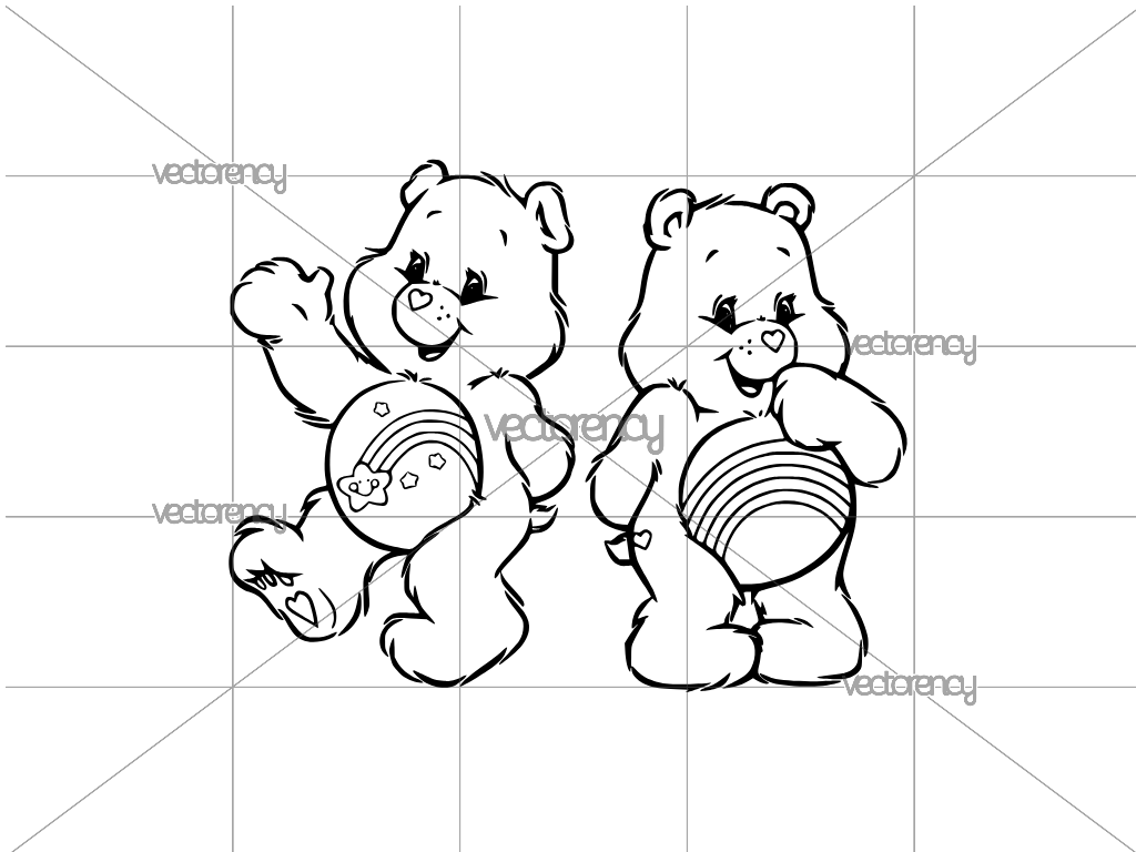 Wish Bear and Cheer Bear Outline