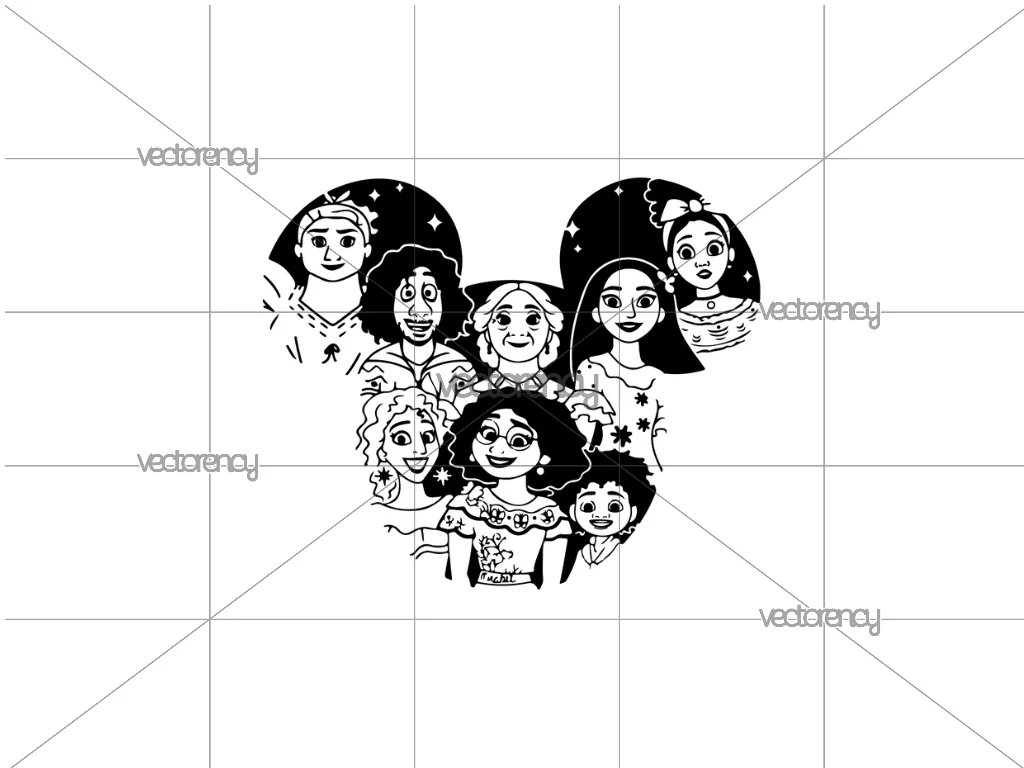 Encanto Charm SVG Family Madrigal Mirabel Bruno Isabela Luisa Dolores Outline