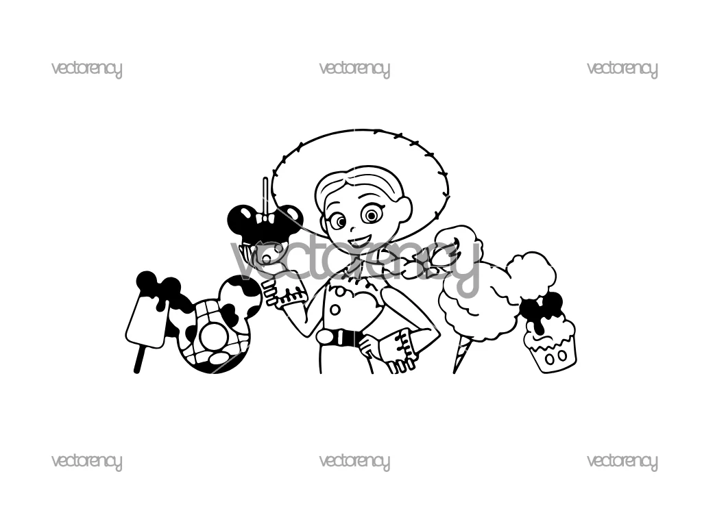 Jessie Toy Story SVG Outline Vector PNG