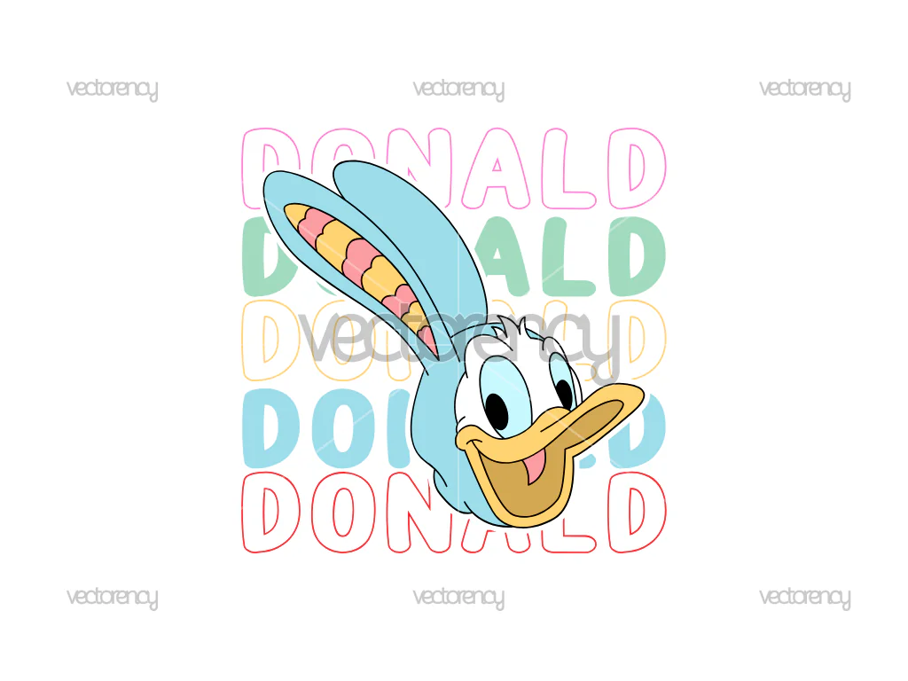 Happy Easter SVG Easter Donald Duck SVG Character Face Easter Bunny Ears PNG